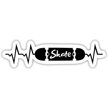 Skateboard Herzschlag 2farbig - Sticker Größe S (10 x 10 cm) - Mattweiß - Vorne