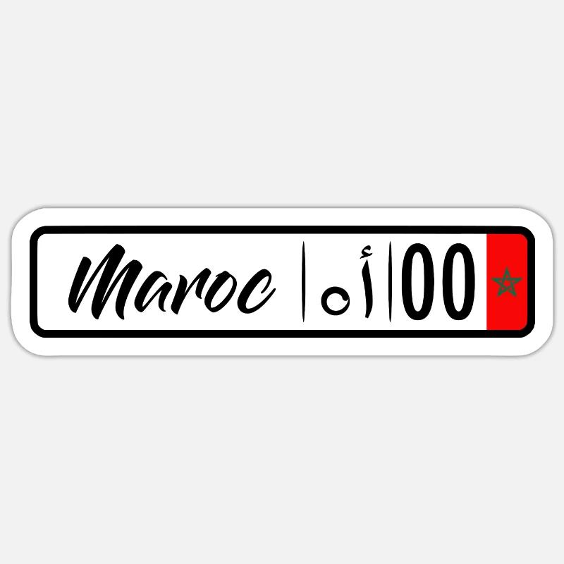 Plaque d'immatriculation Maroc Sticker taille S (10 x 10 cm)