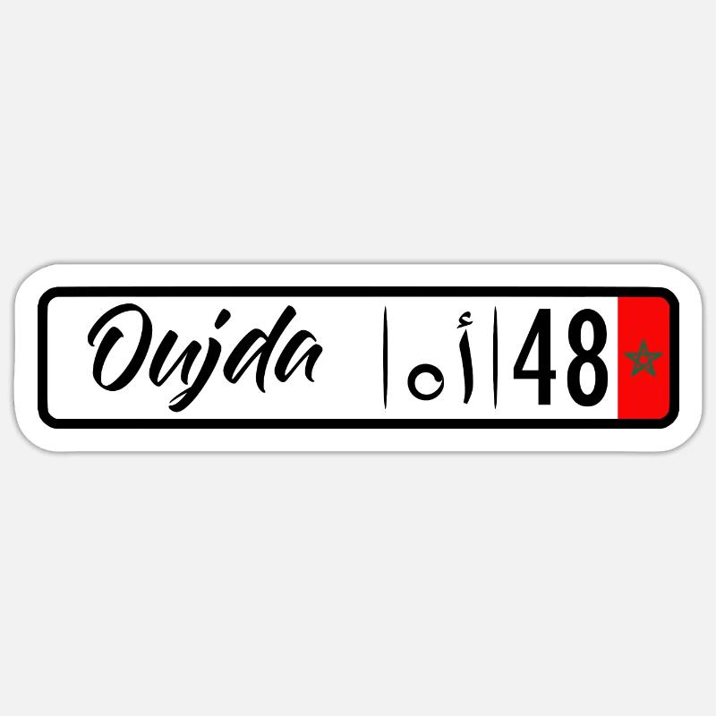 Plaque d'immatriculation Oujda 48 - Sticker taille S (10 x 10 cm) - blanc mat
