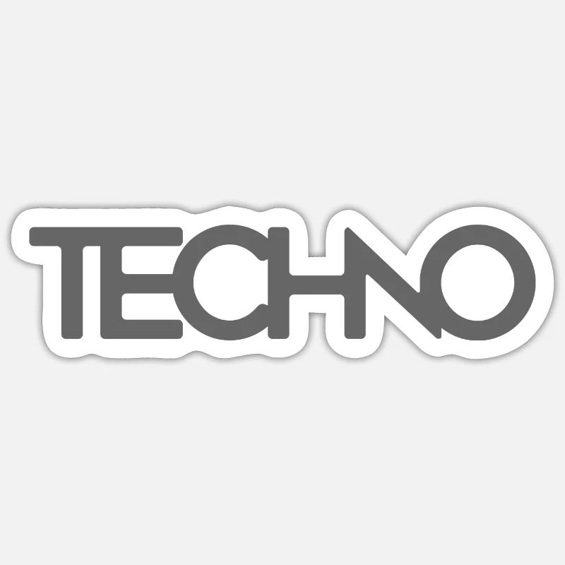 Techno Techno - Sticker Größe S (10 x 10 cm) - Mattweiß