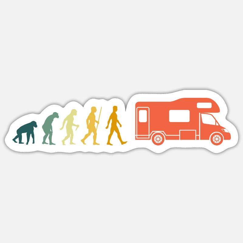 Motorhome Evolution Camper Camper Camper Retro - Sticker size S (10 x 10 cm) - white matte