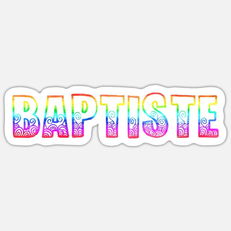 baptiste rs arc-en-ciel - Sticker taille S (10 x 10 cm) - blanc mat