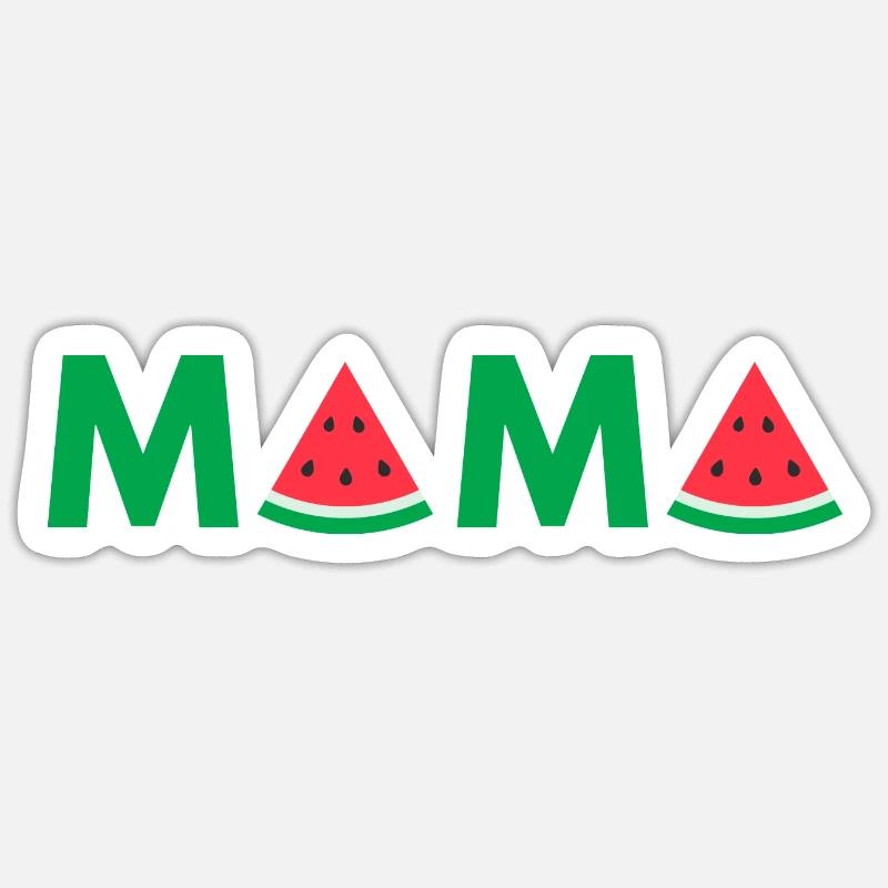 mama pastèque été fruité - Sticker taille S (10 x 10 cm) - blanc mat