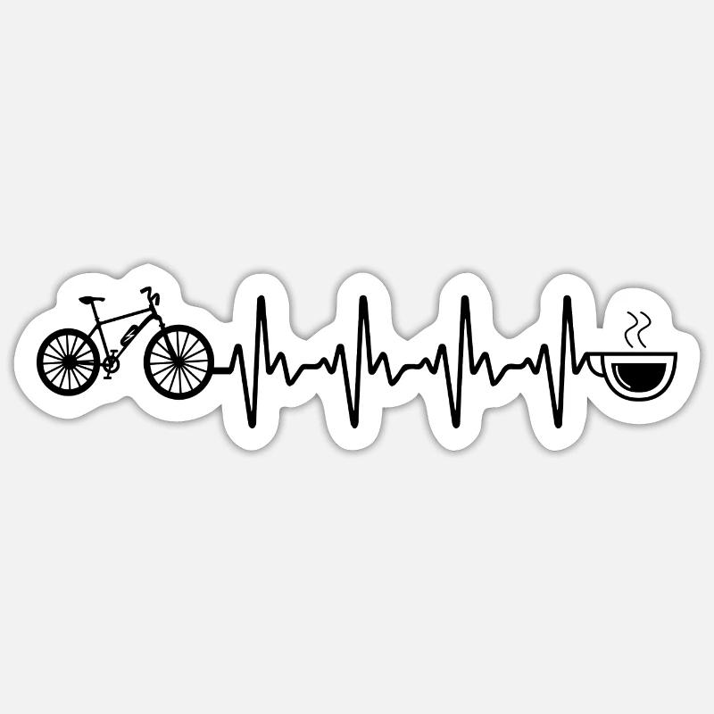 Café Heartbeat et Ebike - - Sticker taille S (10 x 10 cm) - blanc mat