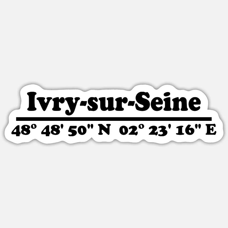 Coordonnées d’Ivry-sur-Seine - Sticker taille S (10 x 10 cm) - blanc mat