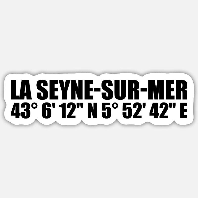 Coordonnées de La Seyne-sur-Mer - Sticker taille S (10 x 10 cm) - blanc mat