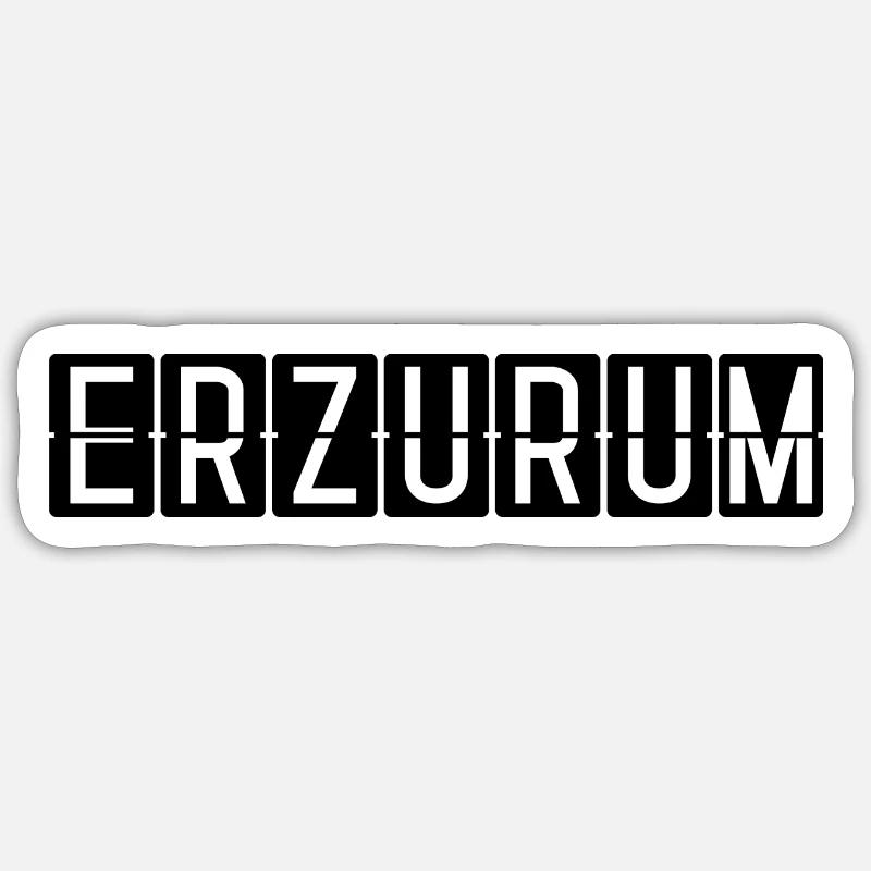 Erzurum Flughafentafel - Sticker Größe S (10 x 10 cm) - Mattweiß