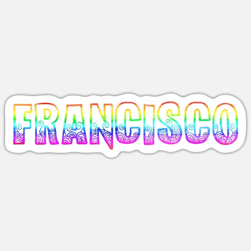 francisco rs regenbogen - Sticker Größe S (10 x 10 cm) - Mattweiß