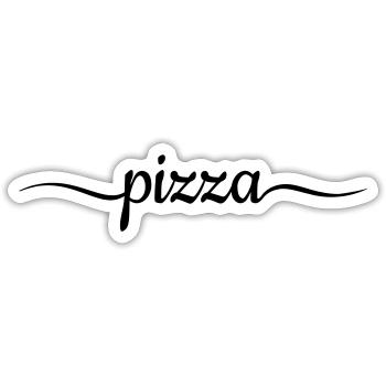 Lettrage typographique de pizza - Sticker taille S (10 x 10 cm) - blanc mat - Devant