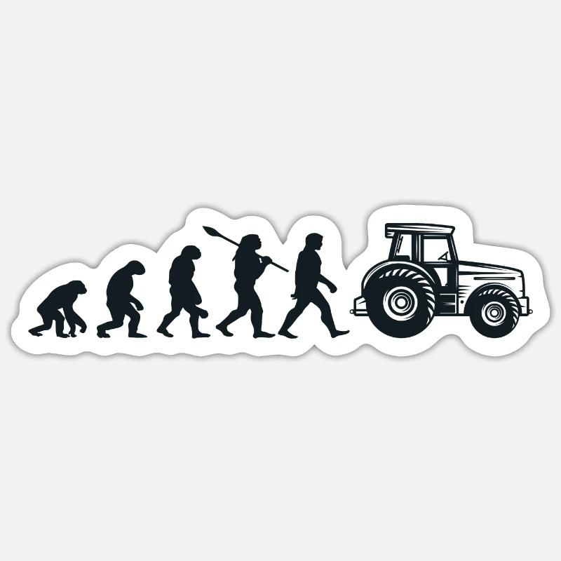 Évolution Darwin pour les Agriculteurs 🚜 - Sticker taille S (10 x 10 cm) - blanc mat