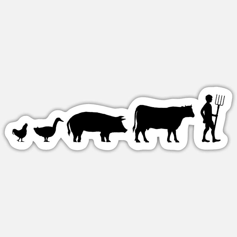 Farmer Evolution Poulet Cochon Vache Cadeau Sticker taille S (10 x 10 cm)