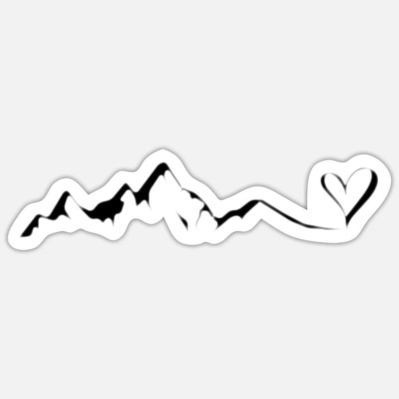 Heart - Mountain - (7) - Sticker size S (10 x 10 cm) - white matte