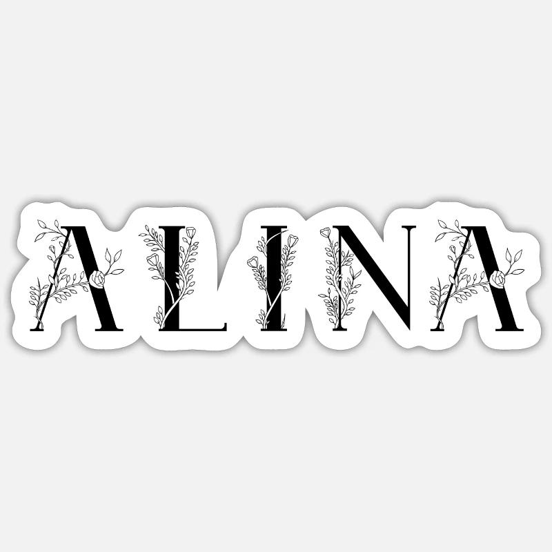 Nom - Alina - Sticker taille S (10 x 10 cm) - blanc mat