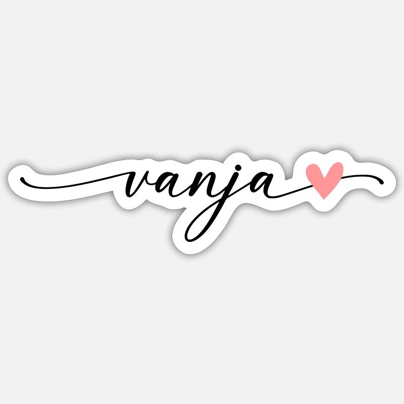 Vanja Name Calligraphy Font - Sticker size S (10 x 10 cm) - white matte