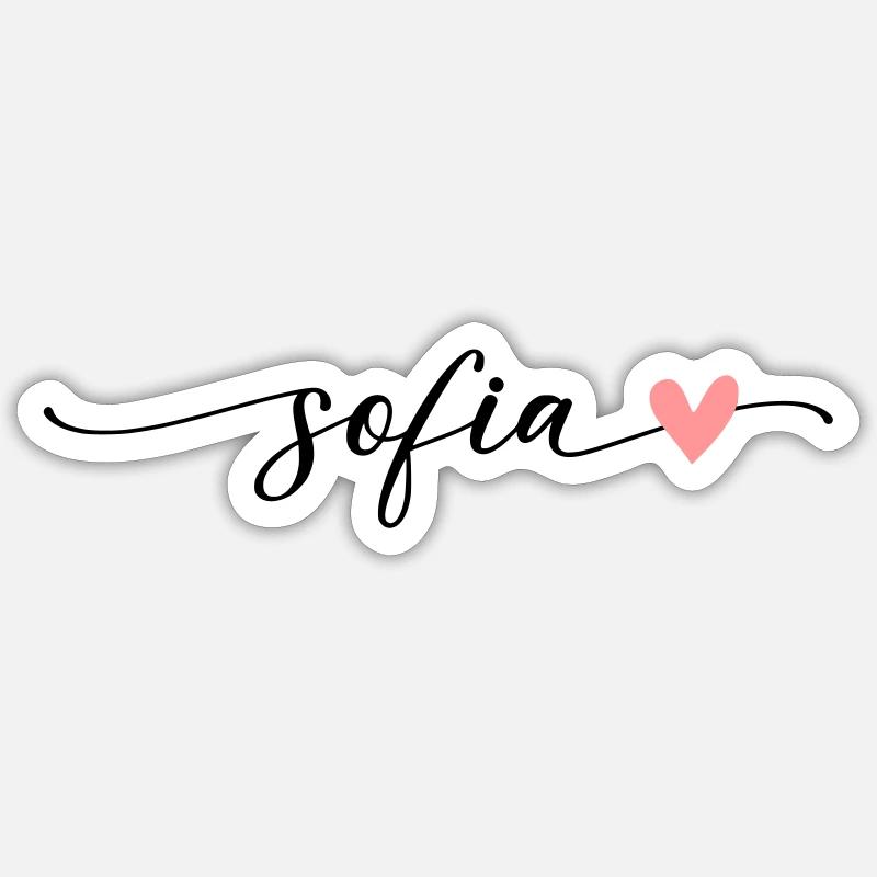 Carattere calligrafico del nome Sofia - Sticker formato S (10 x 10 cm) - bianco opaco