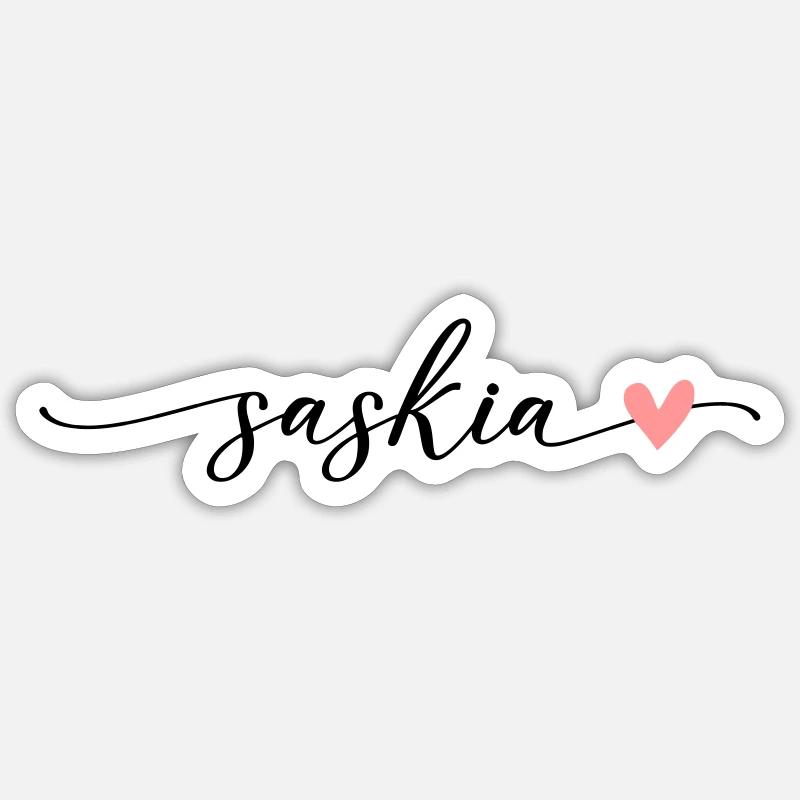 Saskia Name Calligraphy Font - Sticker size S (10 x 10 cm) - white matte
