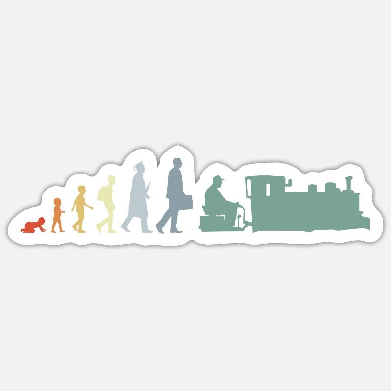 Trainspotter Evolution - Sticker Größe S (10 x 10 cm) - Mattweiß