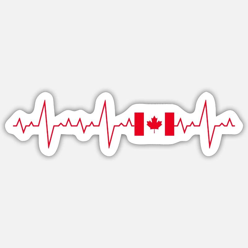 Canada Heartbeat ECG - Sticker size S (10 x 10 cm) - white matte