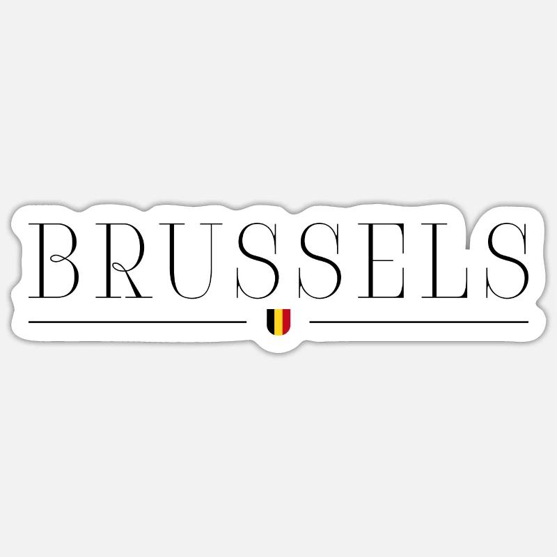 Bruxelles : élégance, chocolat, caractère - Sticker taille S (10 x 10 cm) - blanc mat