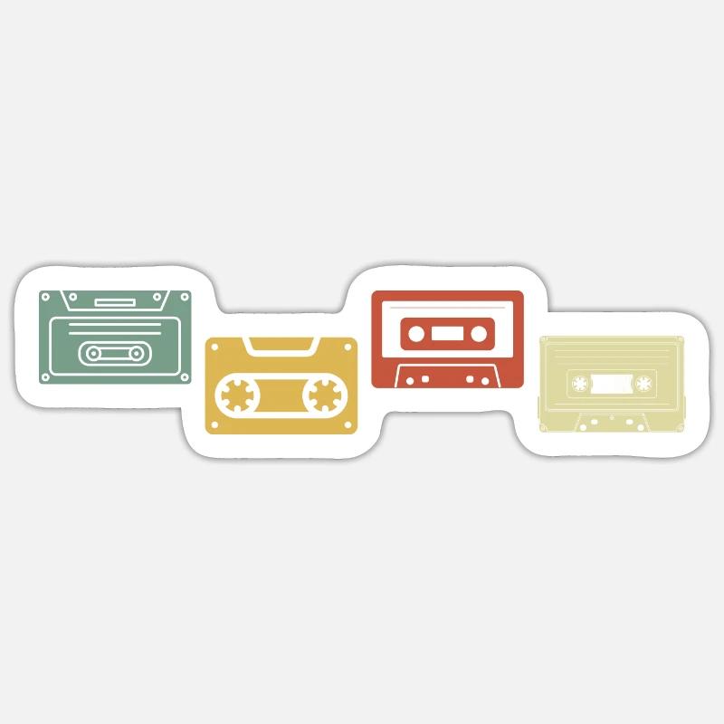 Cassette rétro vintage - Sticker taille S (10 x 10 cm) - blanc mat