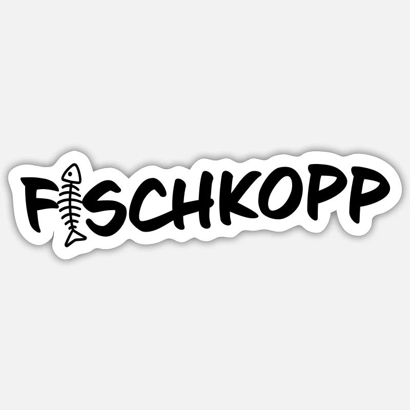 Fischkopp - Sticker Größe S (10 x 10 cm) - Mattweiß