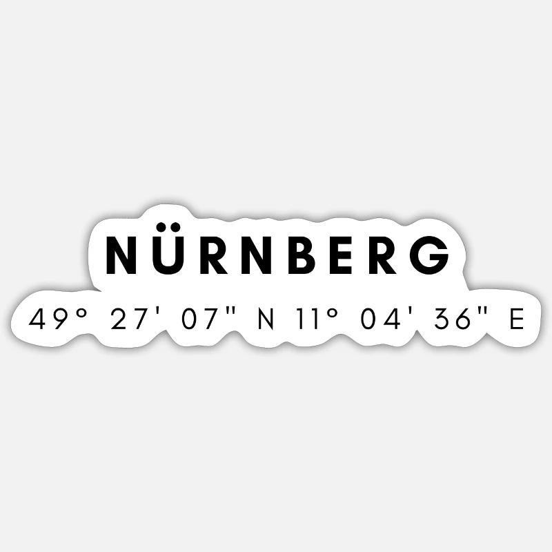 Coordonnées de Nuremberg - Sticker taille S (10 x 10 cm) - blanc mat