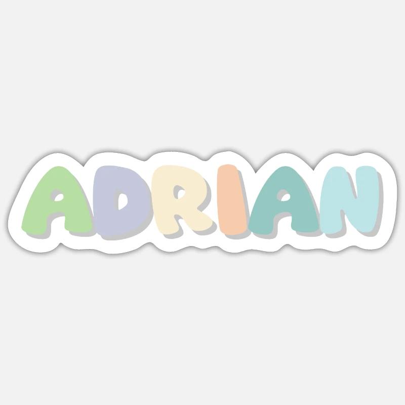 Nom - Adrian - Sticker taille S (10 x 10 cm) - blanc mat
