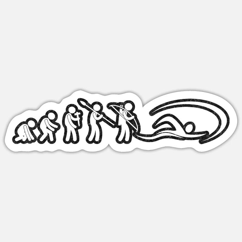 Evolution Swimmer Blanc Grunge - Sticker taille S (10 x 10 cm) - blanc mat