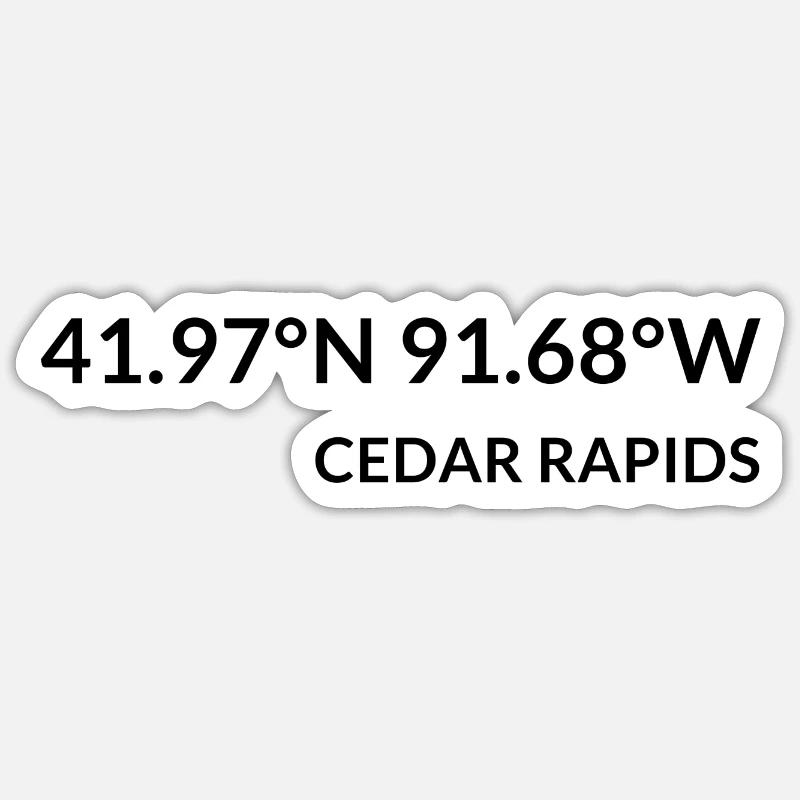 Cedar Rapids, Iowa, USA Coordinates Sticker size S (10 x 10 cm)