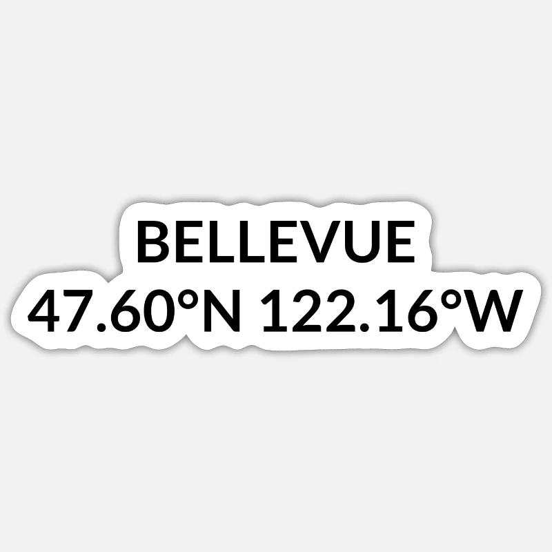 Bellevue, Washington, États-Unis Coordonnées - Sticker taille S (10 x 10 cm) - blanc mat