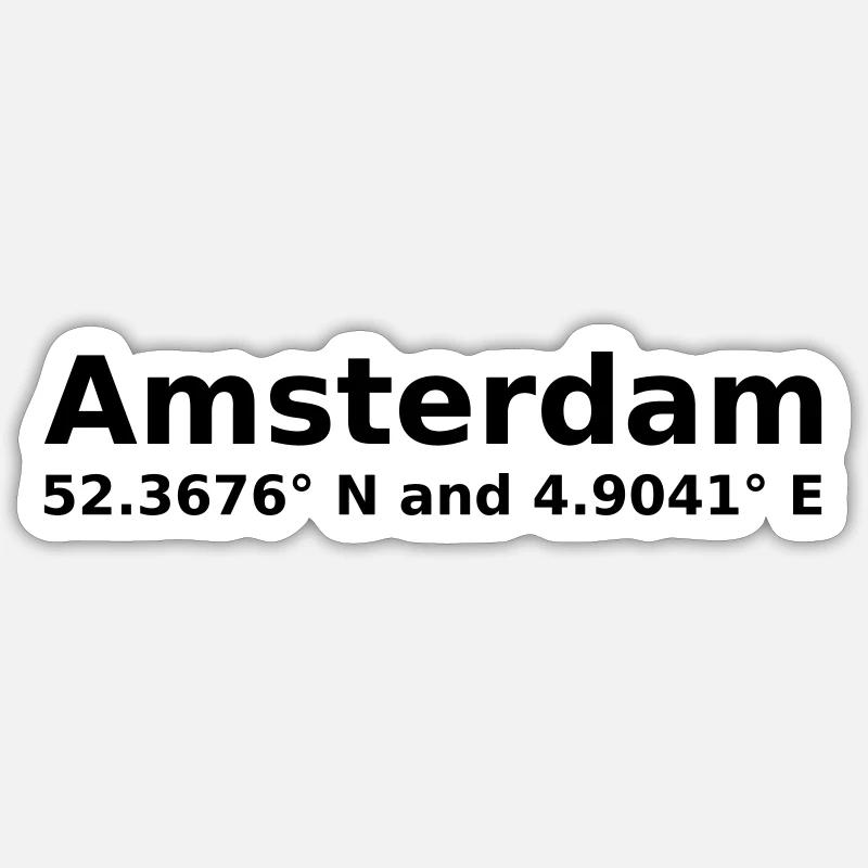Amsterdam - with geo coordinates horizontal Sticker size S (10 x 10 cm)