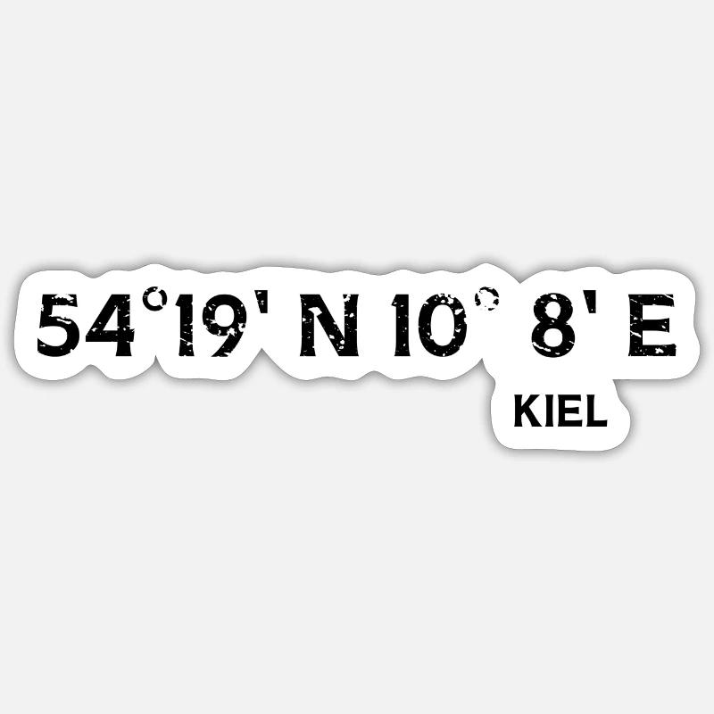 Coordonnées de Kiel Sticker taille S (10 x 10 cm)