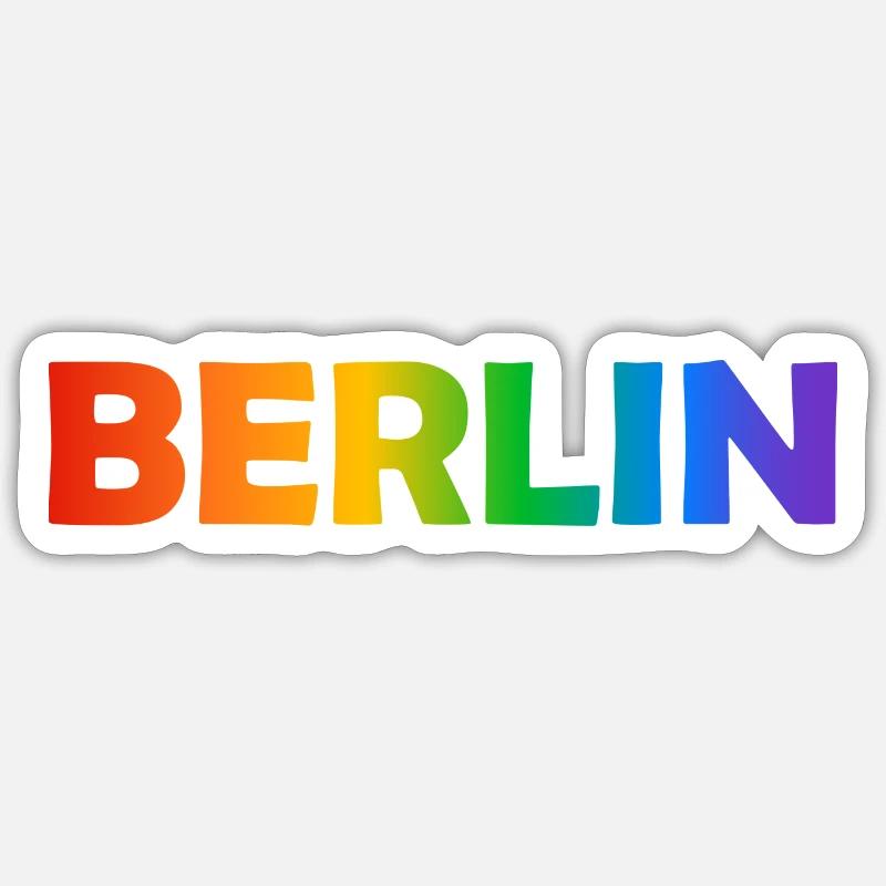 Berliner Regenbogen Text Sticker Größe S (10 x 10 cm)