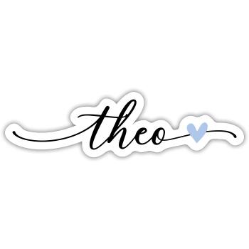 Theo Name Calligraphy Font - Sticker size S (10 x 10 cm) - white matte - Front