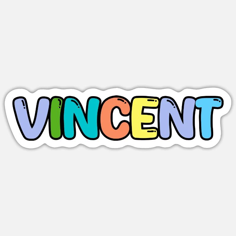 Name - Vincent - Sticker Größe S (10 x 10 cm) - Mattweiß