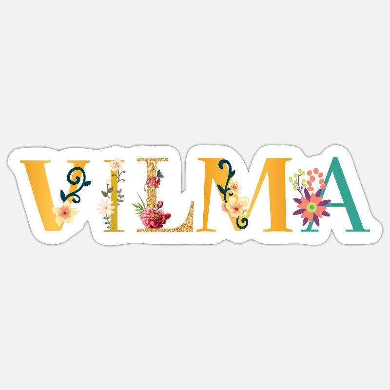 Le nom de VILMA est décoré de fleurs Sticker taille S (10 x 10 cm)