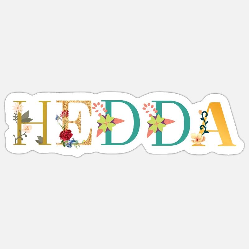 HEDDA Name mit Blumen geschmückt - Sticker Größe S (10 x 10 cm) - Mattweiß
