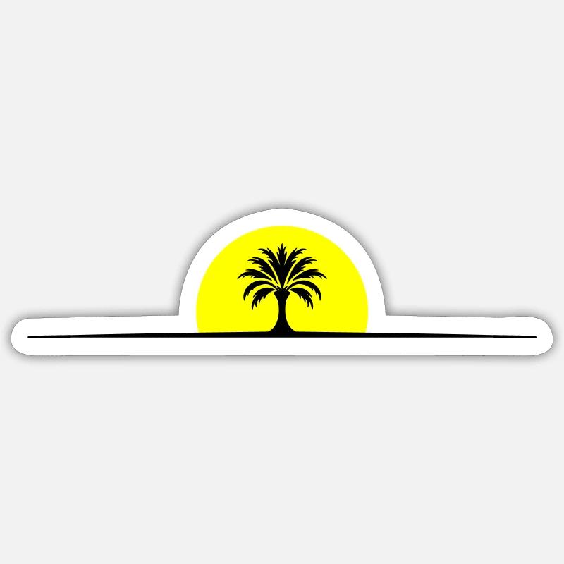 Palm Tree Sun Line Sticker size S (10 x 10 cm)