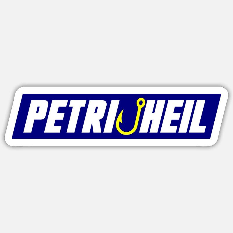 Petri Heil Fish Hook - Sticker size S (10 x 10 cm) - white matte