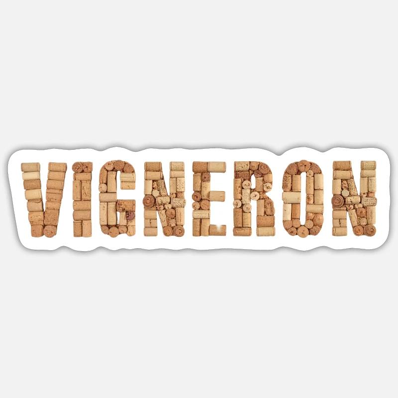 Vigneron – Typography en bouchons de vin Sticker size S (10 x 10 cm)
