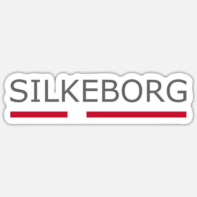 Silkeborg - Denmark Flag - Dänemark - Sticker size S (10 x 10 cm) - white matte