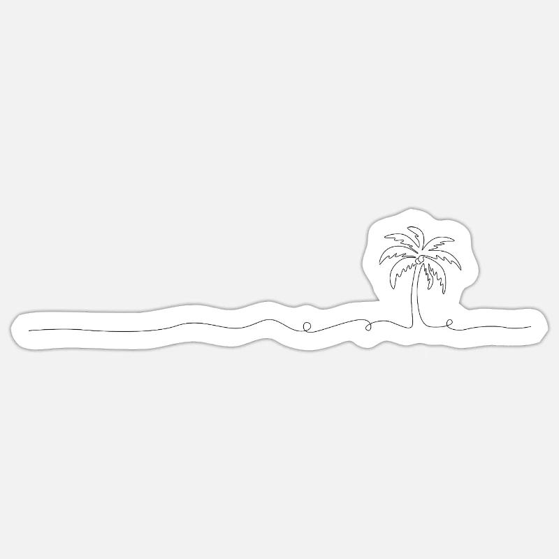 Conception en ligne de palmier - Sticker taille S (10 x 10 cm) - blanc mat