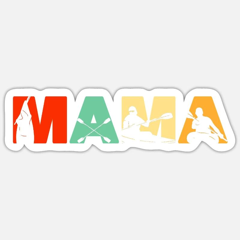 Kayaker MAMA Retro Sunset Kayaking Geschenk - Sticker Größe S (10 x 10 cm) - Mattweiß