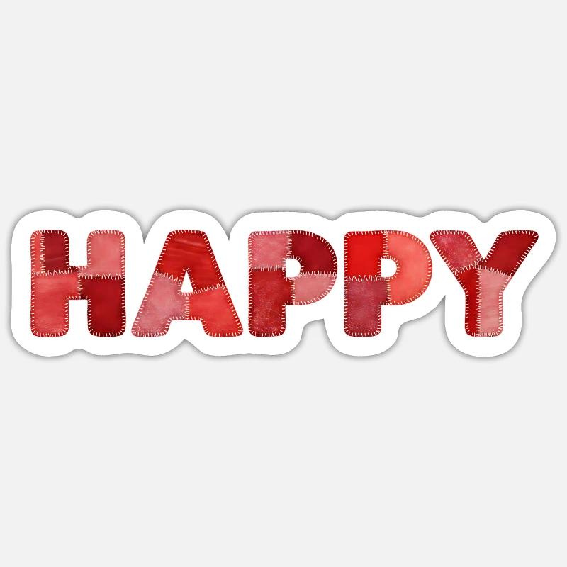 HAPPY Patchwork Embroidery Latest Trend Sticker size S (10 x 10 cm)