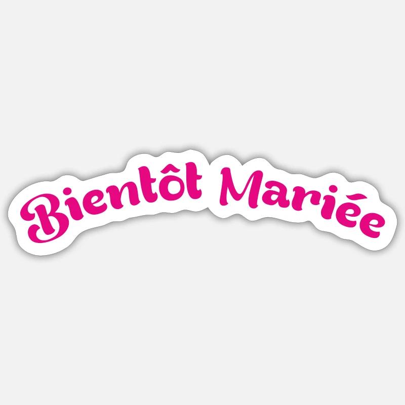 Future Madame : Design Bientôt Mariée Rose Chic Sticker taille S (10 x 10 cm)