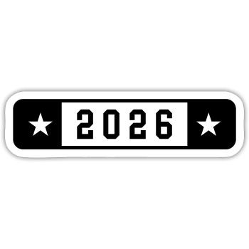 2026 - Sticker taille S (10 x 10 cm) - blanc mat - Devant