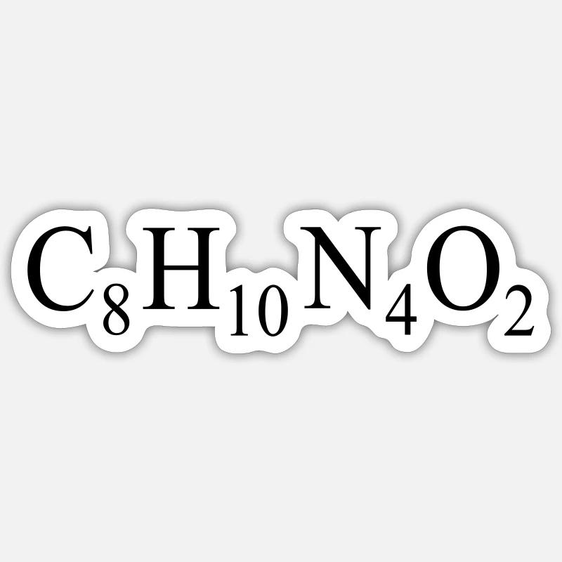 Caféine - Formule chimique - Sticker taille S (10 x 10 cm) - blanc mat
