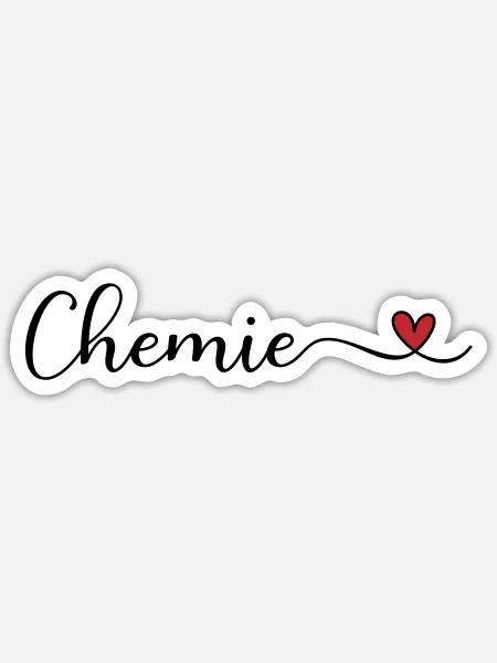Chemie mit Herz - Sticker Größe S (10 x 10 cm) - Mattweiß