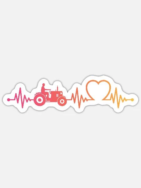 Landwirtschaft Traktor Herzschlag Bauer Trekker - Sticker Größe S (10 x 10 cm) - Mattweiß