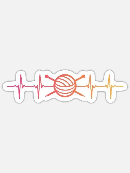 Stricken Herzschlag - Sticker Größe S (10 x 10 cm) - Mattweiß